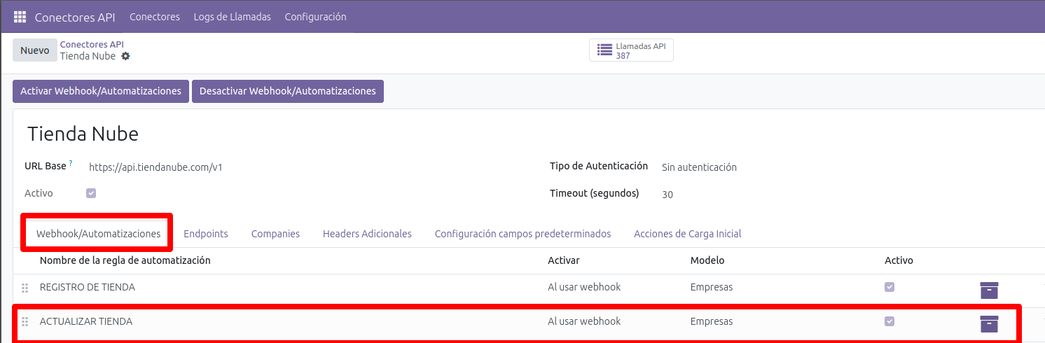 Activar webhook